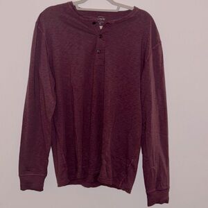 J Crew Factory Buttoned Henley Shirt Maroon